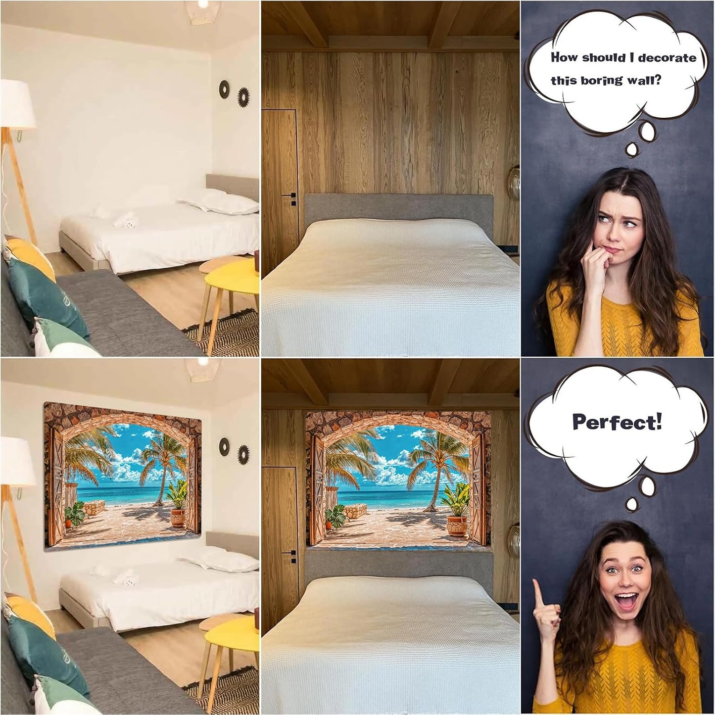 Lifeella Fantasy Castle Window Tapestry, Magic Woodland Scene Large Wall Backdrop, Fairytale Moon Mural for Bedroom Dorm Living Room Decor, 60x80 inches