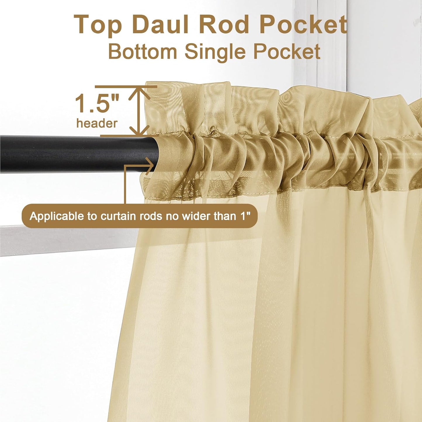 Chyhomenyc Sheer White Valances for Windows 2 Pack, Small Window Curtains for Living Room Bathroom Cafe Laundry Basement, Modern Top Dual Rod Pocket Voile Curtain, 42W x 14L inches, White - Colors C
