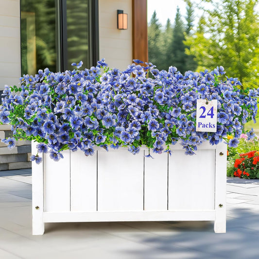 Alupssuc 24 Bundles Artificial Flowers for Outdoors Decoration, UV Resistant Silk Faux Daisy Flora Spring Fake Plastic Plants Greenery for Outside Indoor Yard Home Porch Window Box Decor, Mix 4 Colors