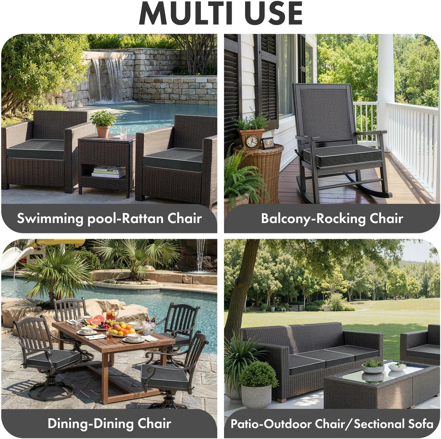 MIULEE Beige Outdoor Bench Cushion Set of 1, 48x18x3 Inch Waterproof Patio Seat Cushions for Swing and Outdoor Furniture Couch Sofa, 3 Year Color Fastness High Density Foam with Adjustable Ties