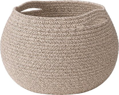 Goodpick Wicker Storage Basket for Living Room, Small Round Woven Basket for Toys, Towel, Bedroom, Children Corner Decoration Plant Baskets Indoor, Jute, 10"D x 8.3"H