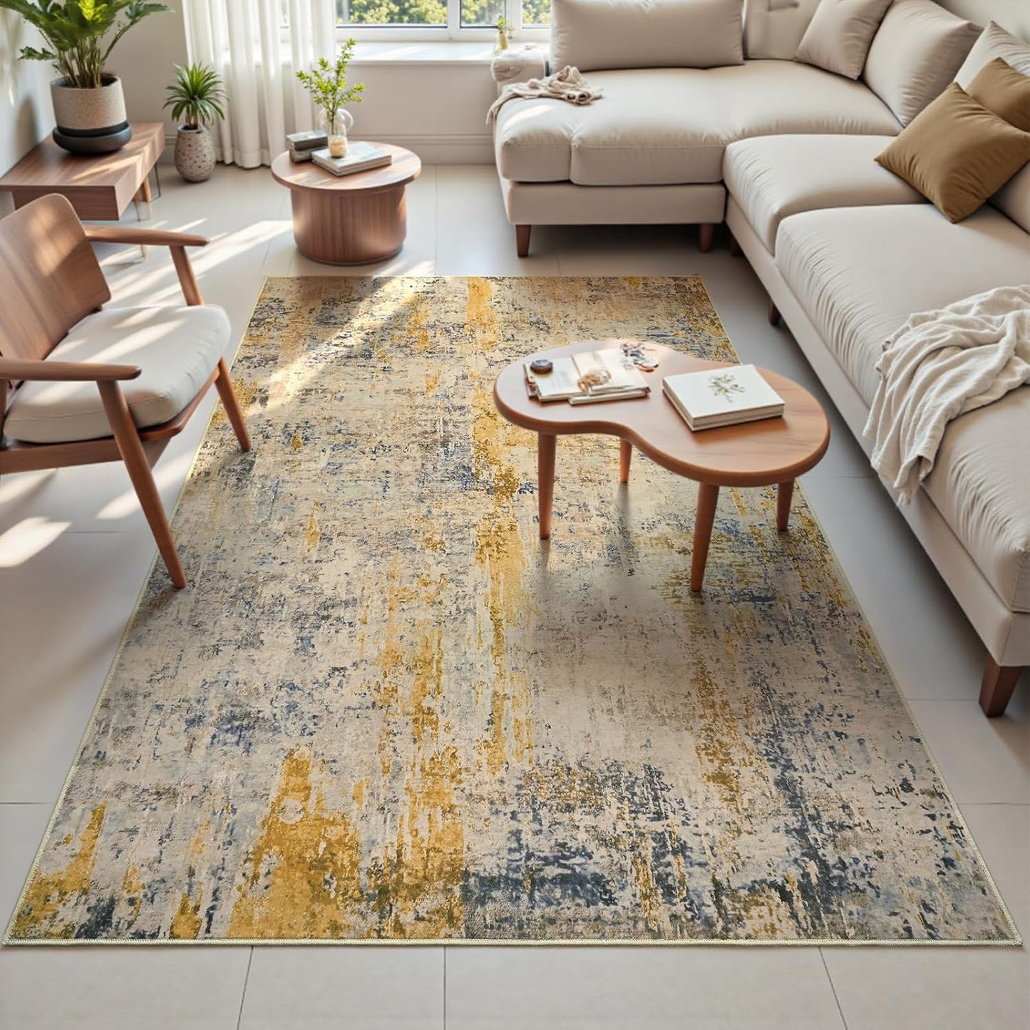 Ompaa 2x6 Rug Runners for Hallways Kitchen Runner Rug Non Slip Washable Grey Long Runner Rugs with Rubber Backing Soft Abstract Carpet Runner for Hallways, Kitchen, Bedroom, Bathroom, Entryway - Colors B