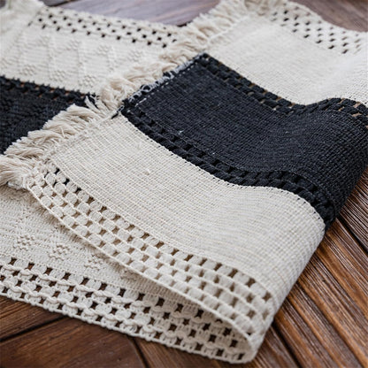 Macrame Table Runner Cream Beige Boho Table Runners with Tassels Hand Woven Cotton Table Runner Rustic Farmhouse Table Runners for Bohemian Kitchen Dining Table(12x71in)