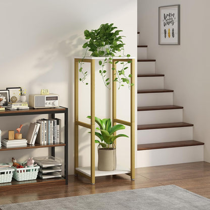 Plant Stand Indoor Corner Tall 2 Tier Metal Modern Flower Storage Plant Shelf Holder for Living Room Balcony Garden,Black (2 Tier-Black Round)