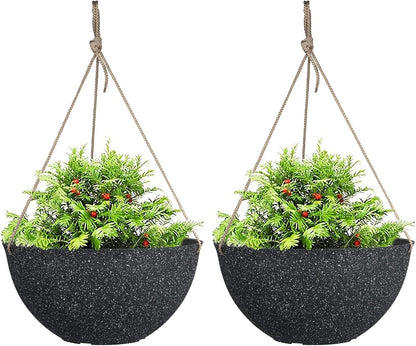 LA JOLIE MUSE Large Hanging Planters - 13 Inch Flower Pots Outdoor Indoor, Hanging Garden Planters Set of 2, New Iron Color