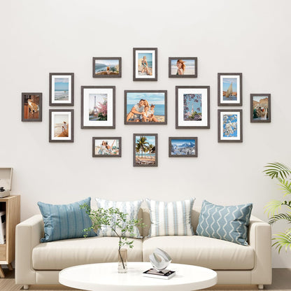 Vittanly 15 Pack Picture Frames Collage Wall Decor for Mounting or Tabletop Display, Gallery Frame Set for Family, Multi Sizes Including 3pcs 8x10, 6pcs 5x7, 6pcs 4x6, Black