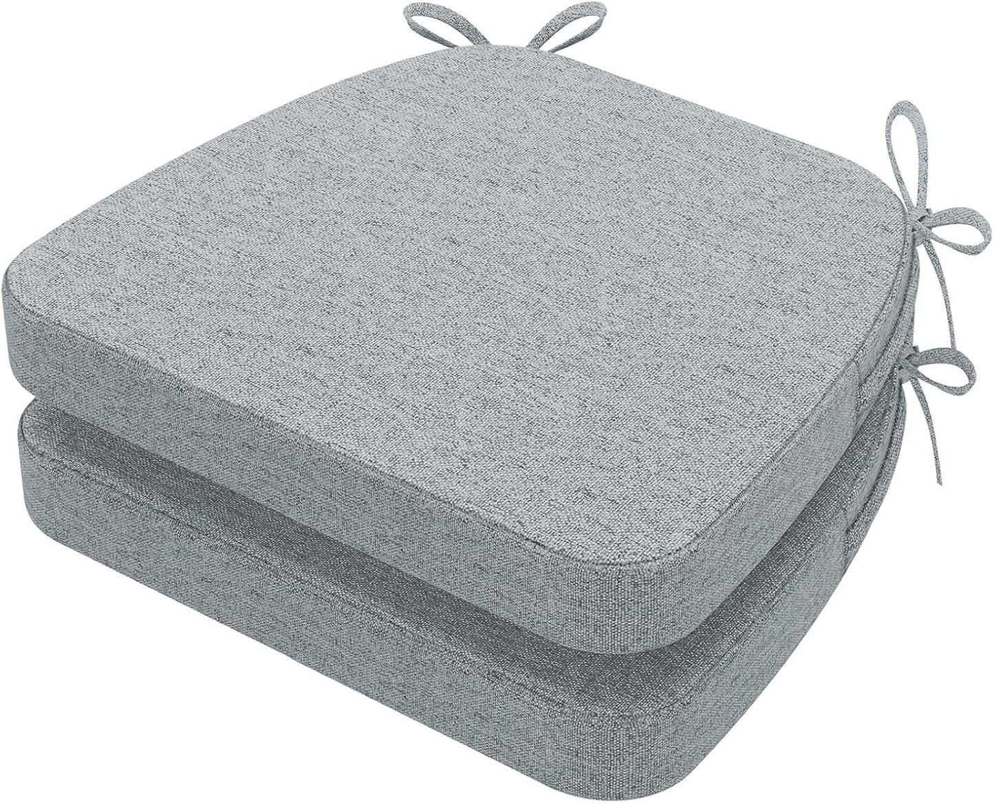 AAAAAcessories D-Shaped Chair Cushions, 2" Thick Dining Chair Pads with Ties and Removable, Machine-Washable Cover, 17" x 16", Set of 4, Oatmeal Beige - Colors A