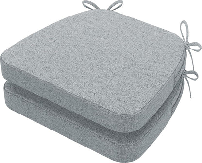 AAAAAcessories D-Shaped Chair Cushions, 2" Thick Dining Chair Pads with Ties and Removable, Machine-Washable Cover, 17" x 16", Set of 4, Oatmeal Beige - Colors A