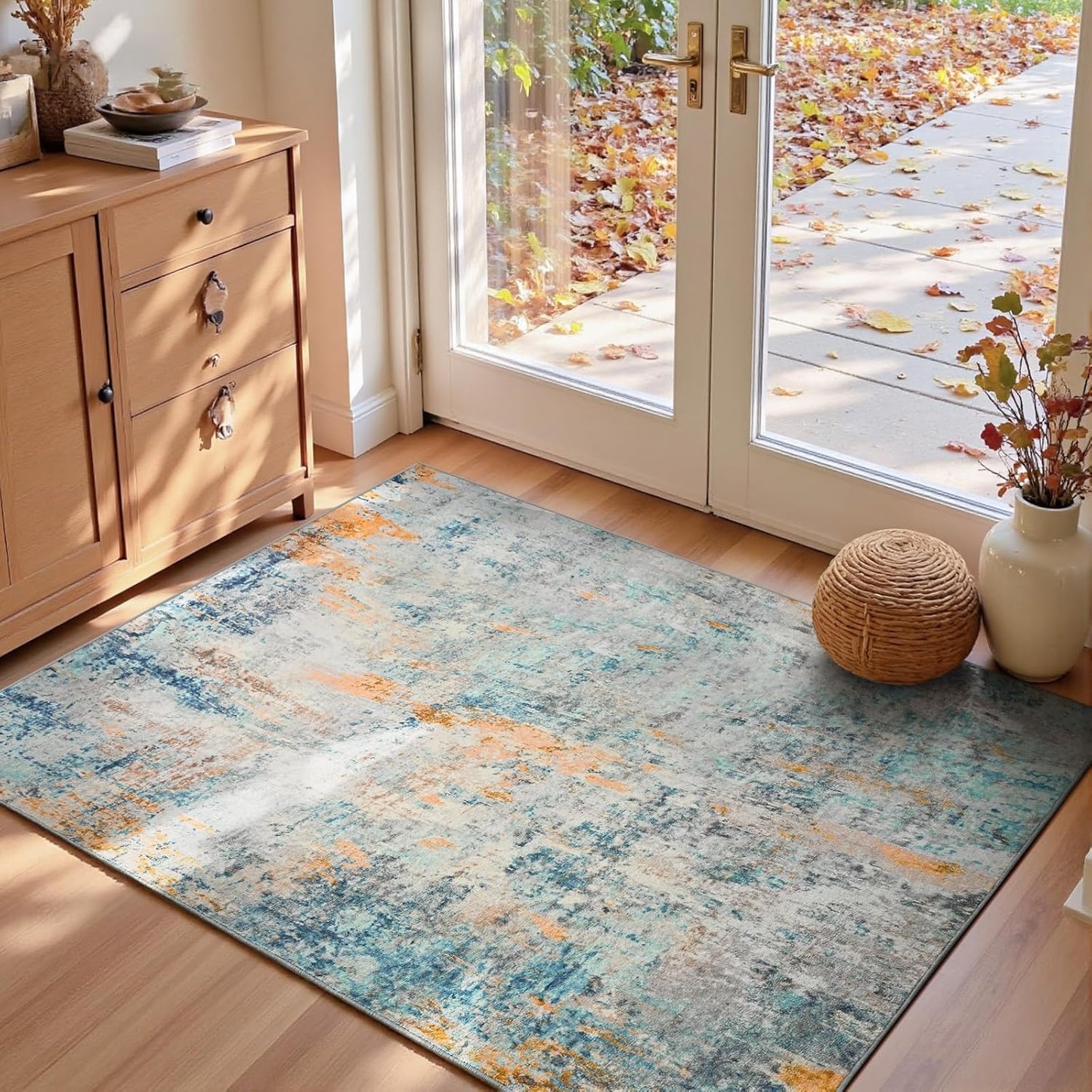 Ompaa 2x6 Rug Runners for Hallways Kitchen Runner Rug Non Slip Washable Grey Long Runner Rugs with Rubber Backing Soft Abstract Carpet Runner for Hallways, Kitchen, Bedroom, Bathroom, Entryway - Colors A