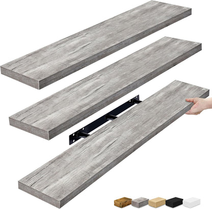 Sorbus Floating Shelves for Wall - 48 Inch Long Bathroom Shelves, Wall Decor for Bedroom, Kitchen, Living Room & Book Storage - Mounted Floating Shelf with Invisible Brackets (Maple Wood, 2 Pack)