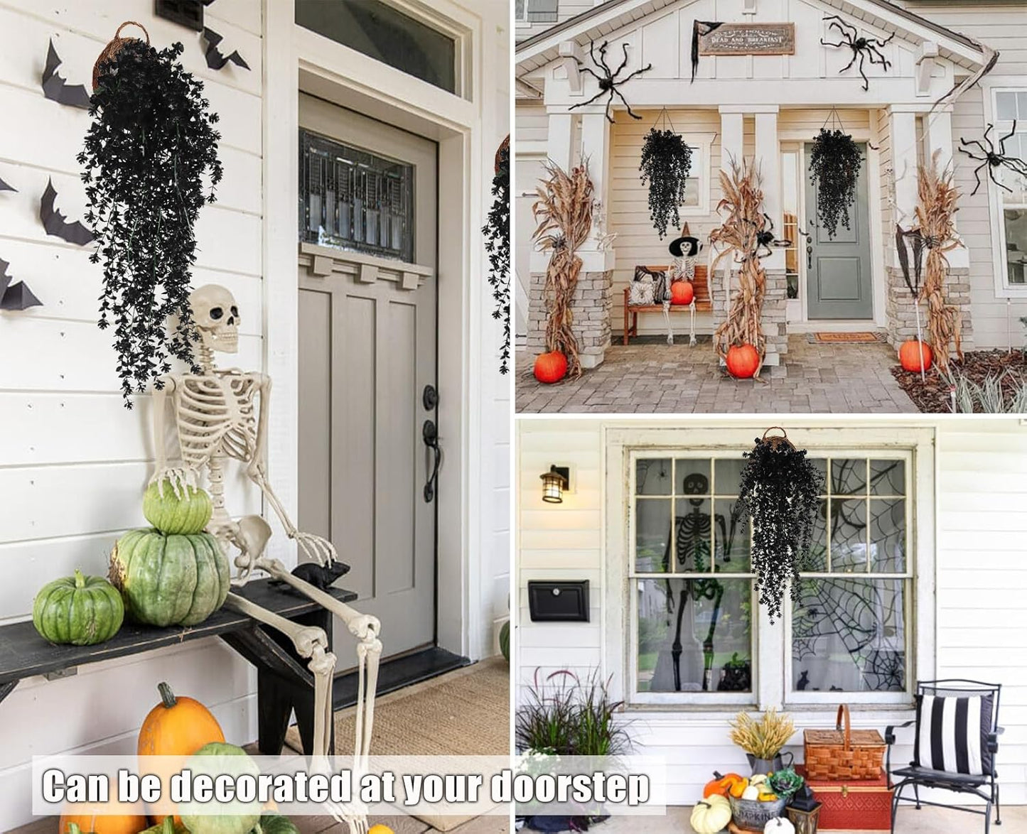 RECUTMS Artificial Hanging Plants Fake Hanging Plant Faux Eucalyptus Leaf Greenery Vine Outdoor UV Resistant Plastic Plants Home Garden Wedding Party Indoor Outdoor Decorations(White)
