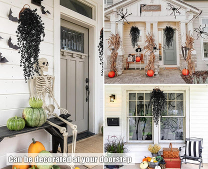 RECUTMS Artificial Hanging Plants Fake Hanging Plant Faux Eucalyptus Leaf Greenery Vine Outdoor UV Resistant Plastic Plants Home Garden Wedding Party Indoor Outdoor Decorations(White)