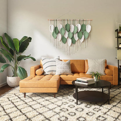 Weldomcor Large Macrame Wall Hanging Boho Home Decor, Handmade Bohemian Woven Leaves Macrame Tapestry Modern Aesthetic Chic Wall Art Decorations for Bedroom Living Room Nursery Office 39" W x 29.5" L