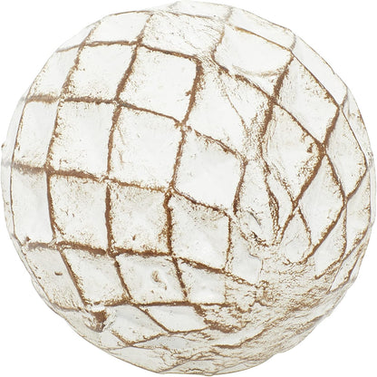 Deco 79 Ceramic Handmade Carved Decorative Ball Orbs & Vase Filler with Varying Patterns, Set of 4 4"W, 4"H, White