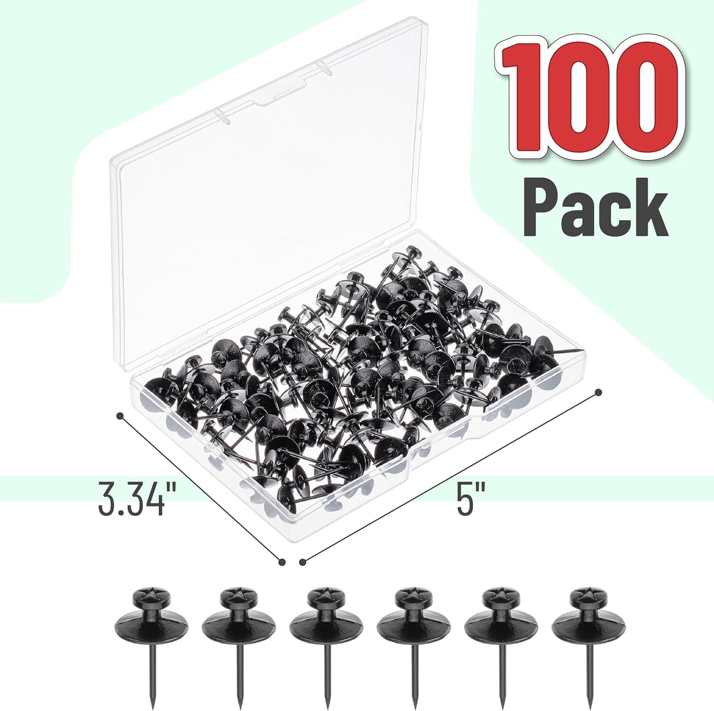 Mr. Pen- Double Headed Picture Hanging Nails, 50 Pack, Black, Push Pins for Wall