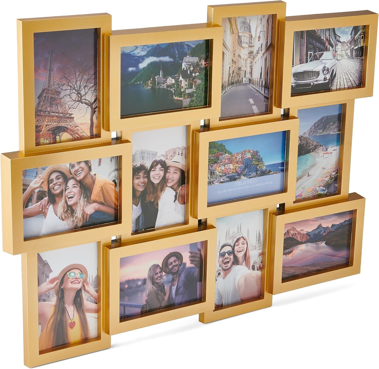 MELANNCO Collage Picture Frame for Wall, Holds 12 Photos - Six 4x6 and Six 6x4 Images, 18x23 Inch Black Plastic Frame, Hang Horizontal or Vertical, Gallery Wall Decor