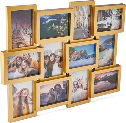 MELANNCO Collage Picture Frame for Wall, Holds 12 Photos - Six 4x6 and Six 6x4 Images, 18x23 Inch Black Plastic Frame, Hang Horizontal or Vertical, Gallery Wall Decor