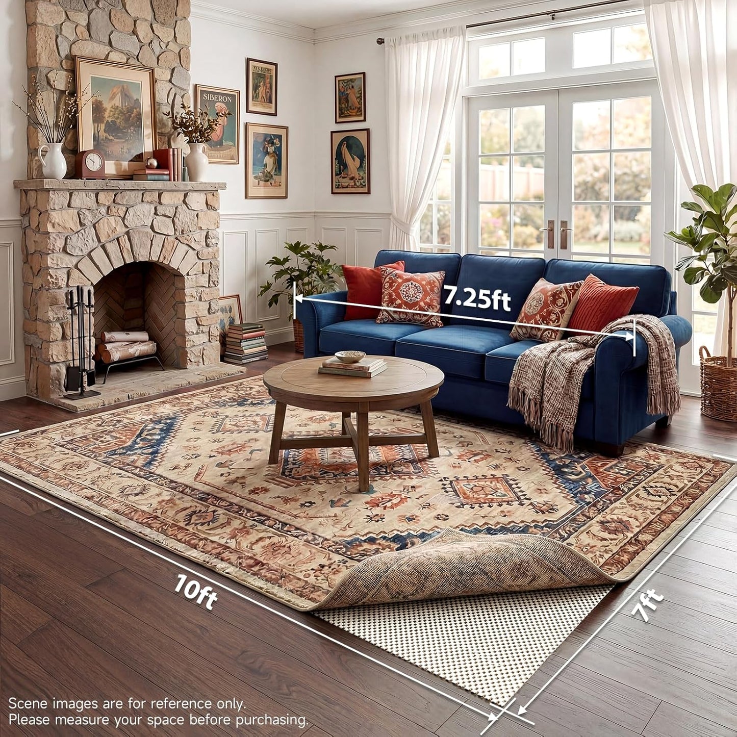 Veken Non Slip Rug Pad Gripper 8 x 10 Feet Extra Thick Pads for Any Hard Surface Floors, Keep Your Rugs Safe and in Place, Under Carpet Anti Skid Mat - Colors A