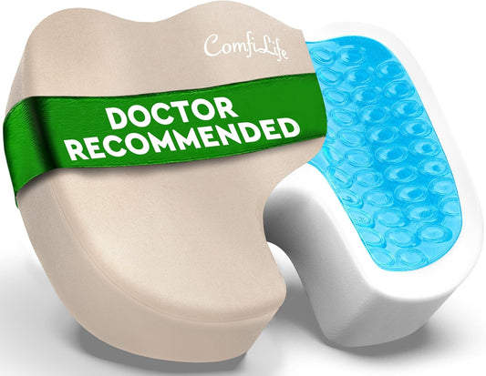ComfiLife Premium Gel & Memory Foam Seat Cushion – Doctor Recommended Office Chair Cushion, Car Seat Cushion – Chair Cushions for Back & Sciatica Pain Relief – Seat Cushions for Office & Desk (Black)