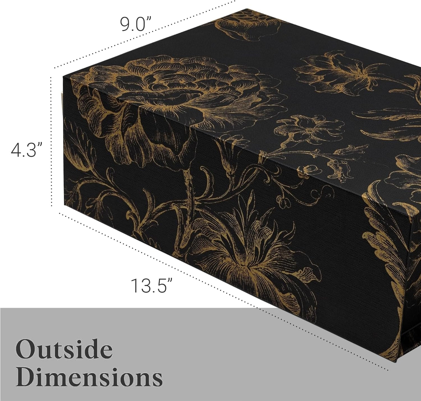 Luxury Keepsake Gift Box | Gold Floral Decorative Boxes with Magnetic Lids for Presents, Wedding Memory Box, and Bridal Gifts. 11.5" x 7.5" x 3.5"