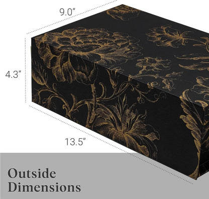Luxury Keepsake Gift Box | Gold Floral Decorative Boxes with Magnetic Lids for Presents, Wedding Memory Box, and Bridal Gifts. 11.5" x 7.5" x 3.5"