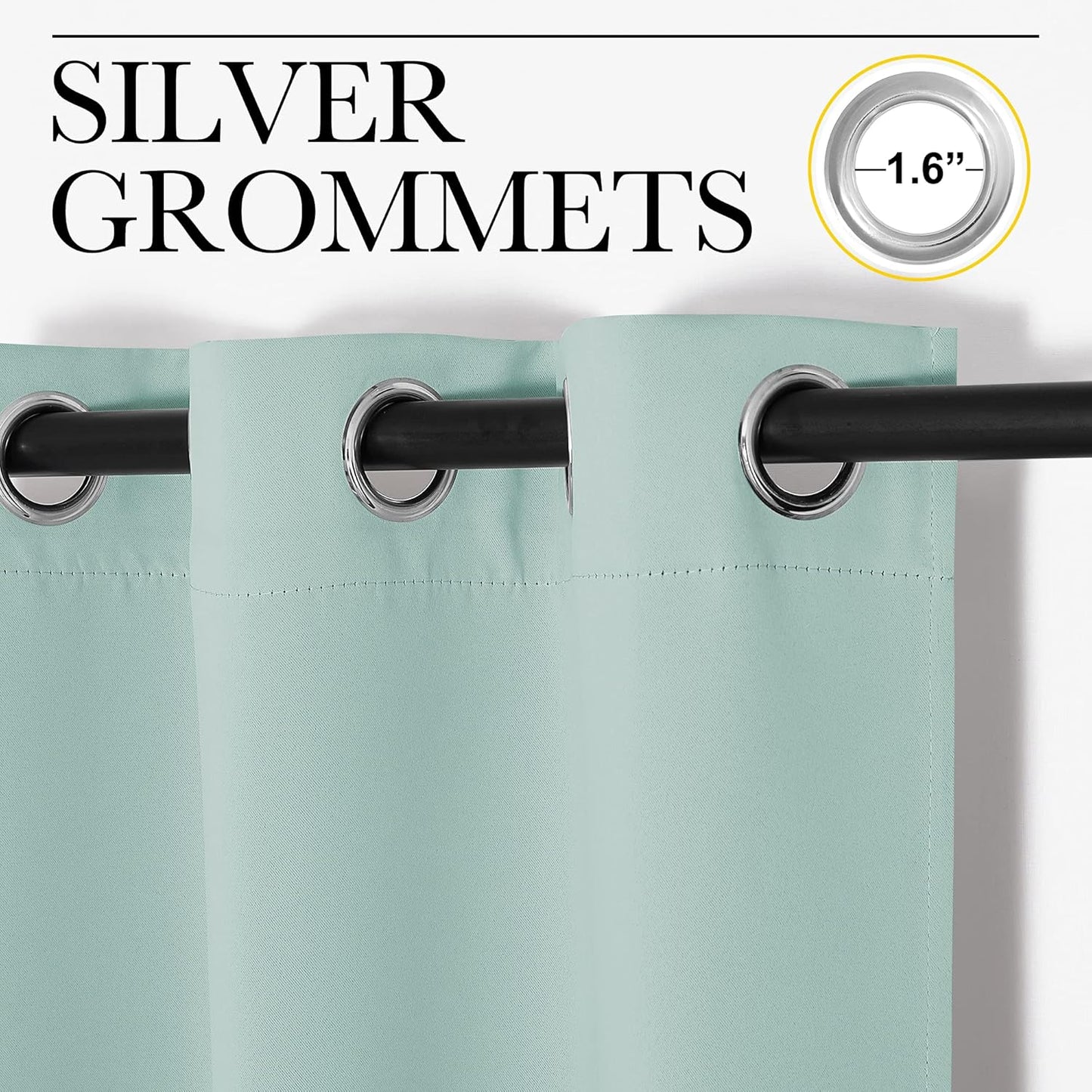 NICETOWN Halloween Pitch Black Solid Thermal Insulated Grommet Blackout Curtains/Drapes for Bedroom Window (2 Panels, 42 inches Wide by 63 inches Long, Black) - Colors A