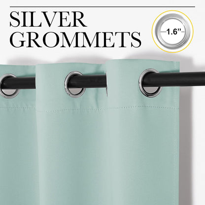 NICETOWN Halloween Pitch Black Solid Thermal Insulated Grommet Blackout Curtains/Drapes for Bedroom Window (2 Panels, 42 inches Wide by 63 inches Long, Black) - Colors A