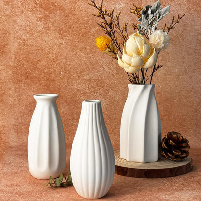 White Vases Set of 10, Small Ceramic Flower Vases Bulk Bud Vases for Wedding Table Centerpieces Decor Pampas Grass Modern Boho Home Party Decor DIY Gift