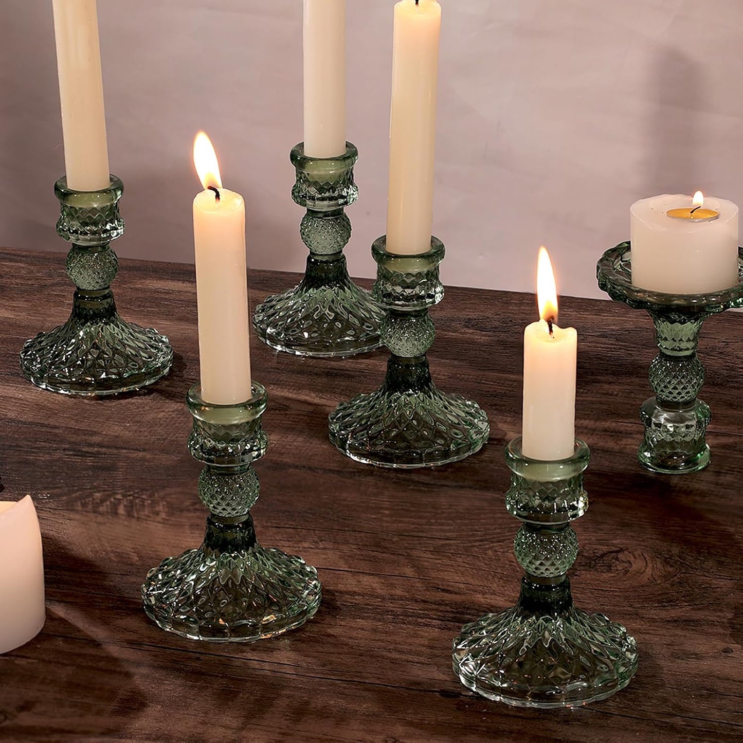 DARJEN Candlestick Holders Set,12Pcs 4" H Taper Candle Holders Bulk, Clear Glass Candle Holders for Wedding, Spring Party, Romantic Dinner, Festival & Windowsill Decor