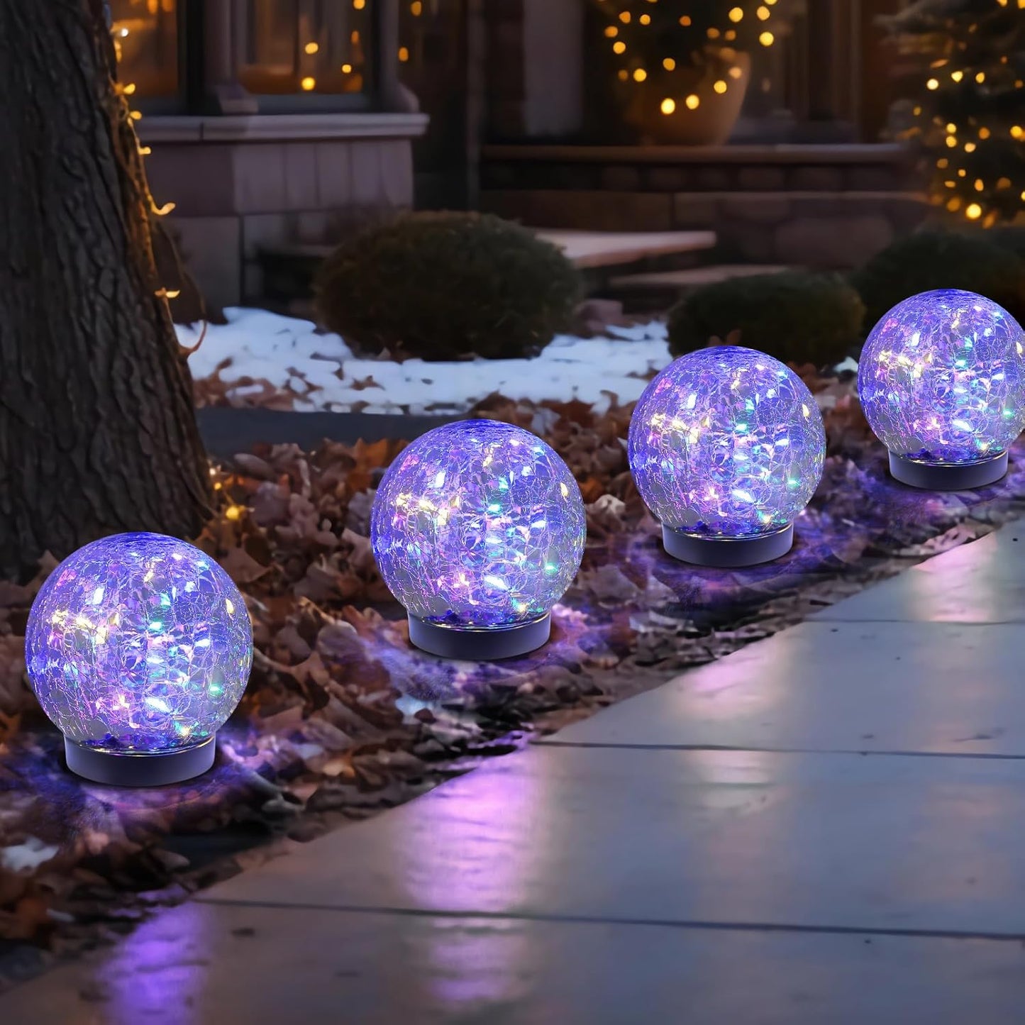 MLKNK Solar Globe Lights Outdoor Waterproof-Solar Balls-Solar Garden Lights-Orbs for Outside 2 Pack Cracked Glass Ball for Lawn Patio Yard Backyard Decorations