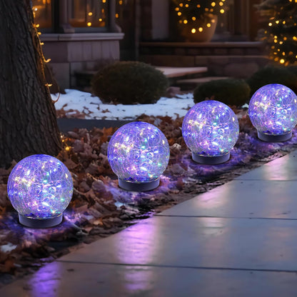 MLKNK Solar Globe Lights Outdoor Waterproof-Solar Balls-Solar Garden Lights-Orbs for Outside 2 Pack Cracked Glass Ball for Lawn Patio Yard Backyard Decorations