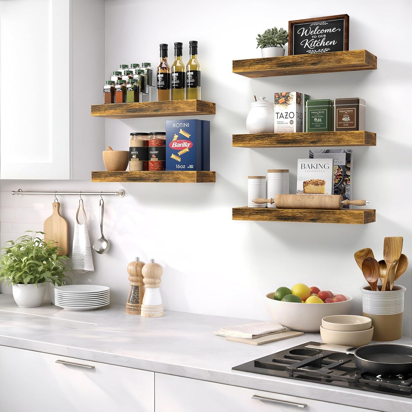 Sorbus Floating Shelves for Wall – 16 Inch Floating Shelf for Kitchen, Bedroom, Living Room, Bathroom, Home & Wall Decor - Mounted Bathroom Shelves with Invisible Brackets (Maple Wood, 2 Pack)