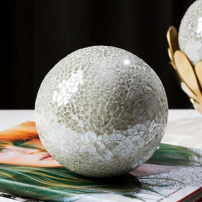 Decorative Mosaic Glass Orbs, 4 Inch Diameter, Set of 3 Sphere Balls, Rose Gold (Gold)
