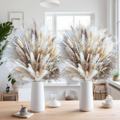 floradream 95 PCS Natural Pampas Grass Decor Bouquet | Boho Dried Floral Arrangement Centerpiece Table Decor Wedding Decor Rustic Decor, Natural, white, beige (Fdm-b-01)