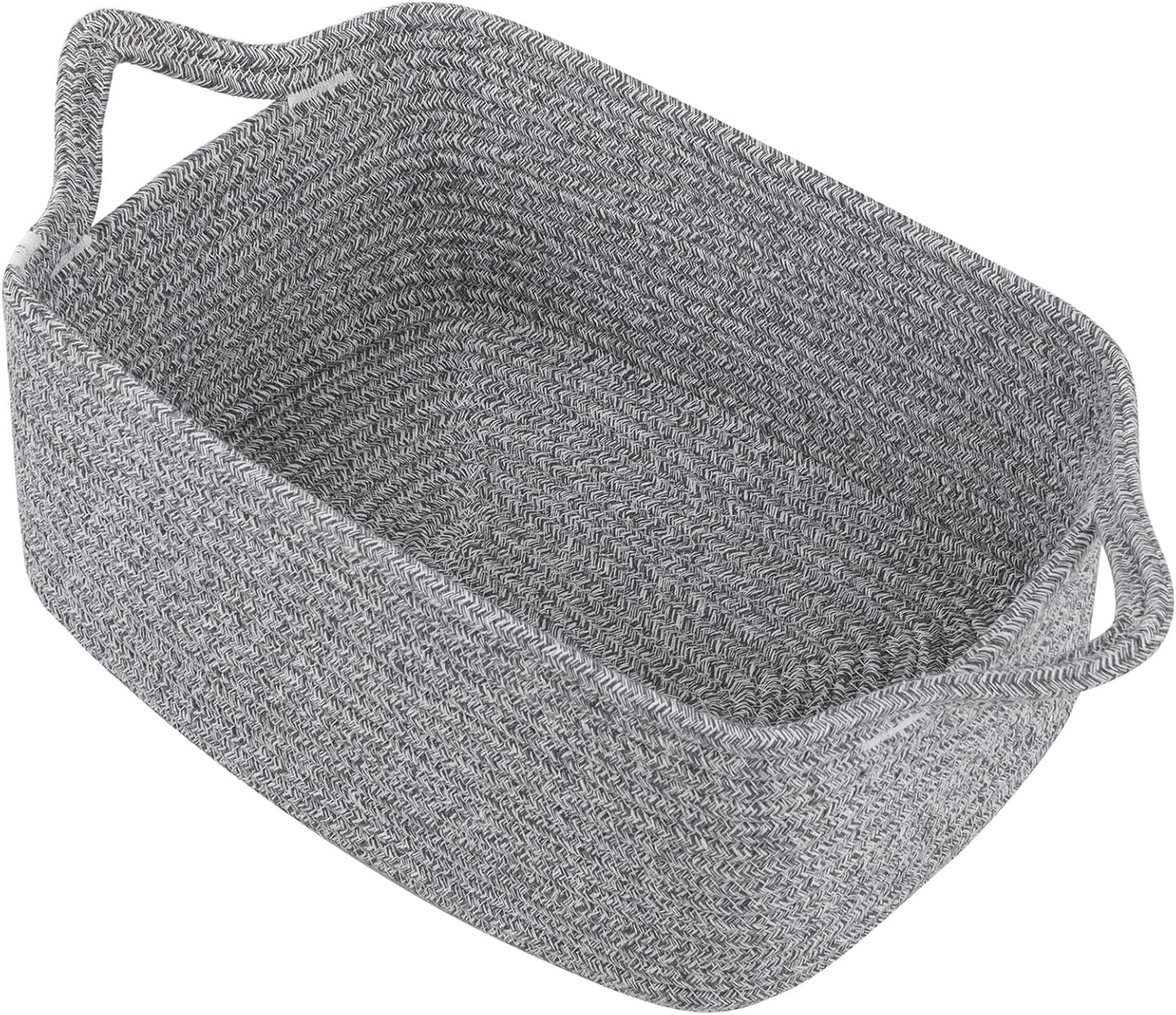 OIAHOMY Woven Basket, Gift Basket Empty with Gift Bags and Ribbons, Rope Baskets for Baby Showers, Storage Baskets with Handles for Nursery, Pet Toy Organizer - White
