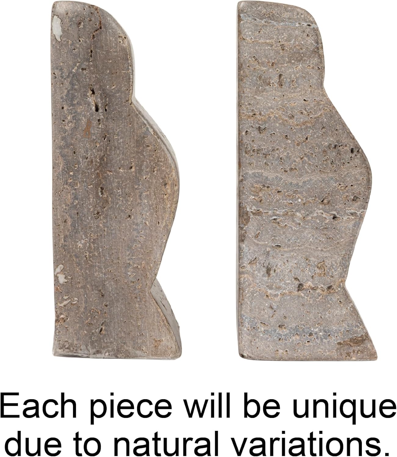 Creative Co-Op Decorative Travertine Wave Bookends, Natural, Set of 2