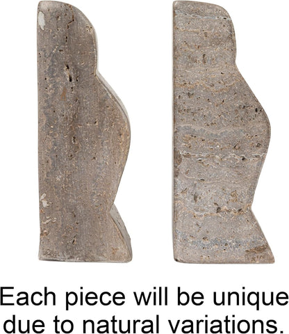 Creative Co-Op Decorative Travertine Wave Bookends, Natural, Set of 2