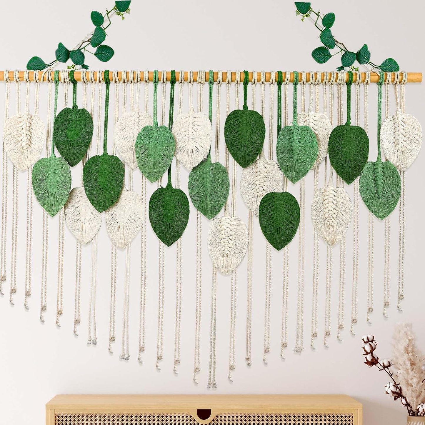 Gliterra Large Macrame Wall Hanging Handmade Boho Tapestry 43"x32" - Wall Art Decor for Living Room, Bedroom, Wedding (beige)