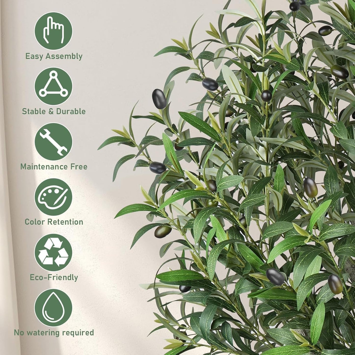 Faux Olive Tree 6ft Tall Faux Trees Fake Plant with 2100 Leaves & 80 Realistic Potted Silk Artificial Olive Tree for Home Porch Garden Living Room Office Decor