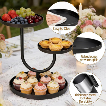 Cake Stand Rustic Industrial Wood Round Cupcake Stands Cake Stand Set of 3 Dessert Table Display Set Serving Tray Decoration for Birthday Celebration Party Baby Shower