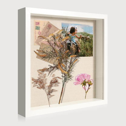 12x16 Large Shadow Box Picture Frame Display Case with Soft Linen Back, White Wooden Memory Shadow Box Frame with Tempered Glass Cover for Wall Display