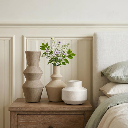 DREAMLOOM Ceramic Vase Set of 3, Modern Rustic Flower Vases for Pampas Grass, Dried & Fresh Flowers, Farmhouse Decorative Vase for Living Room Bedroom Kitchen Shelf Centerpiece, Rust