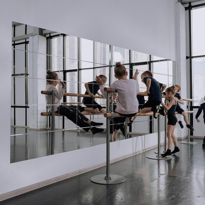 Ruomeng Home Gym Mirrors 12 Inch x 12Pcs Wall Mounted Mirror Glass Frameless Full Length Mirror Tiles for Home Gym, Bedroom, Door & Bathroom