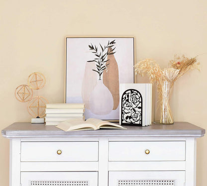 CNK Premium BookEnds - Heavy Duty Metal Book Stoppers for Home Office, Decorative Book Shelf Holders (Hummingbird Black)