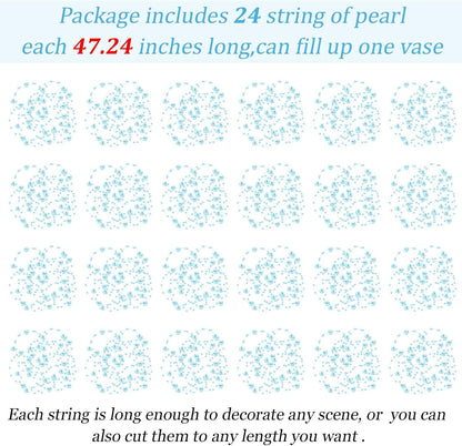 Tondiamo 24 Pcs Artificial Pearl String for Floating Candle Faux Pearls Beads String Garland Centerpiece Decoration for Vases Filler Wedding Spring Holiday Party Decor(Gold)