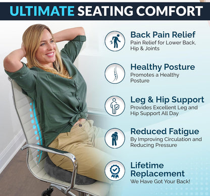 ComfiLife Premium Gel & Memory Foam Seat Cushion – Doctor Recommended Office Chair Cushion, Car Seat Cushion – Chair Cushions for Back & Sciatica Pain Relief – Seat Cushions for Office & Desk (Black)