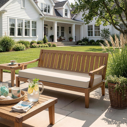 MIULEE Beige Outdoor Bench Cushion Set of 1, 48x18x3 Inch Waterproof Patio Seat Cushions for Swing and Outdoor Furniture Couch Sofa, 3 Year Color Fastness High Density Foam with Adjustable Ties