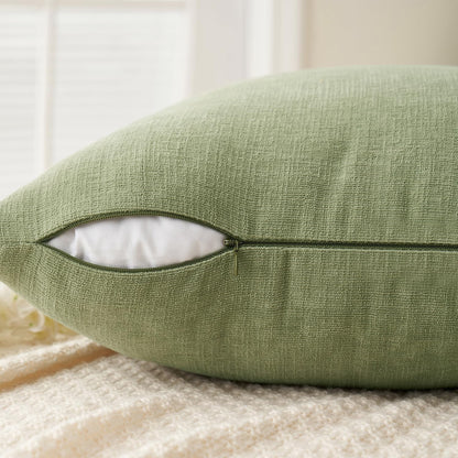 MIULEE Olive Green Couch Pillow Covers 18x18 Inch, Set of 2 Soft Chenille Decorative Square Throw Pillow Covers Farmhouse for Sofa Living Room Bed