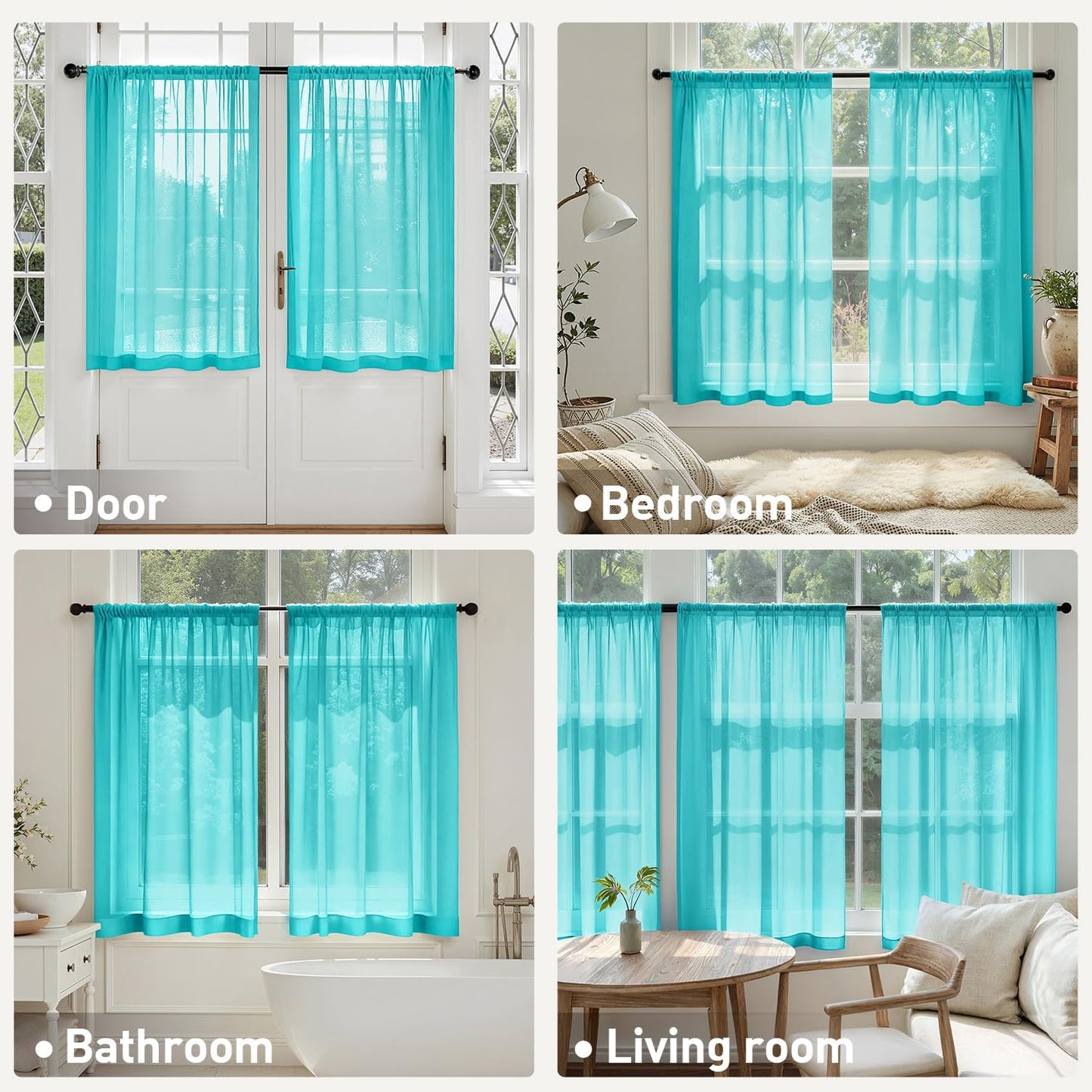 MIULEE White Sheer Curtains 84 Inches Long, 4 Panels Set, Light Filtering Rod Pocket Voile Drapes for Living Room and Bedroom, Airy Soft Fabric Window Treatments, 42 x 84 Inches
