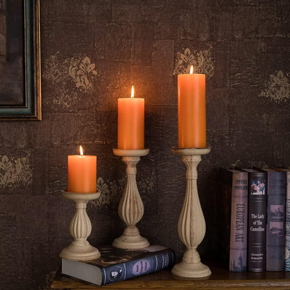 MOZEAL 3" x 4" Hand-Poured Unscented Candle,Dripless Pillar Candle Set of 3,Long Clean Burning,Approx 72 Hours Burn Time,Rustic Country Style,Wedding,Dinner,Christmas and Home Decor,White